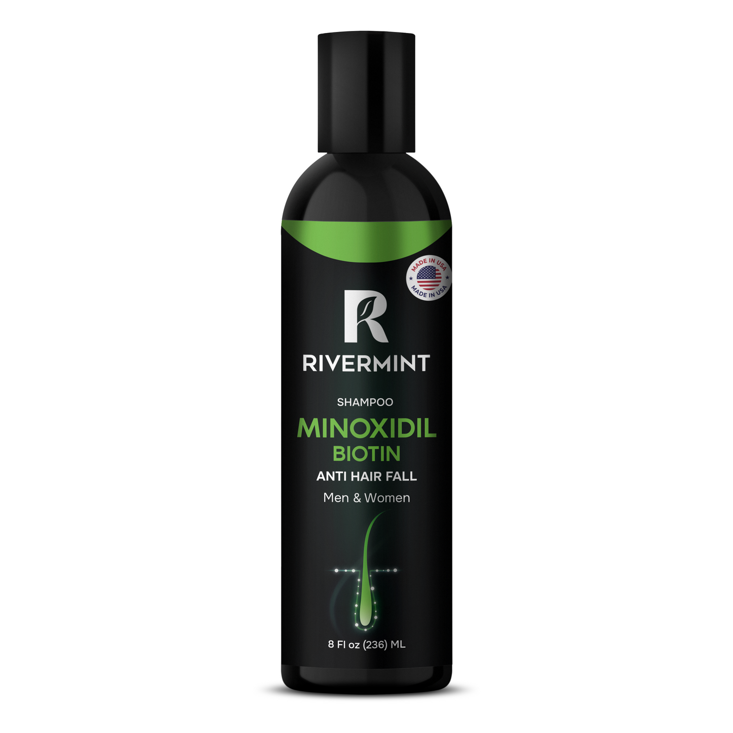 Rivermint Shampoo with Minoxidil, Hyaluronic Acid & Biotin – Hair Growth Stimulant for Men & Women, Anti Hair Loss