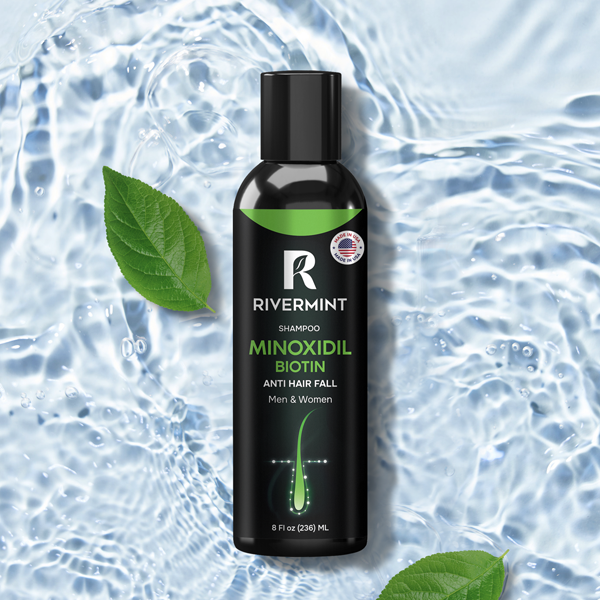 Rivermint Shampoo with Minoxidil, Hyaluronic Acid & Biotin – Hair Growth Stimulant for Men & Women, Anti Hair Loss